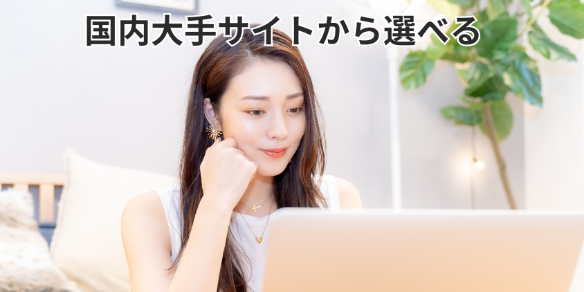 国内大手サイトから選べる