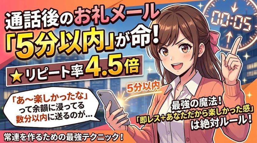 お礼メールは5分以内に送る