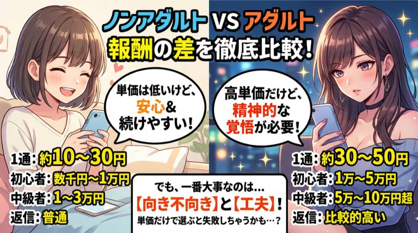 アダルトとノンアダルトの報酬の違い