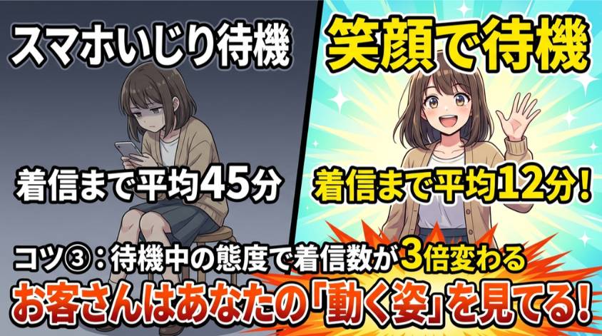 待機時間も笑顔