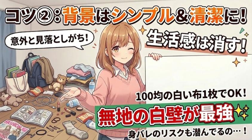 写真の背景はシンプルかつ清潔に