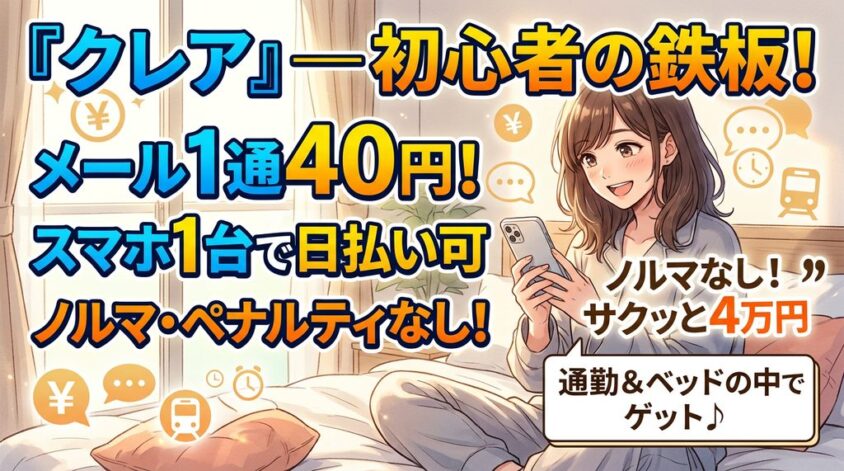 クレアはメール単価が高く初心者におすすめ