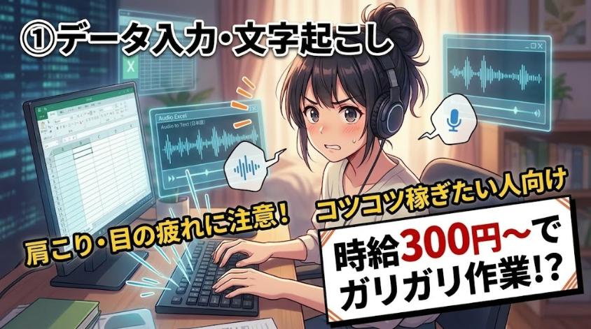 データ入力の副業はコツコツ稼ぎたひ人向け