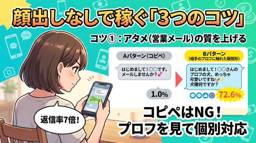 メルレで顔出しなしで稼ぐコツ