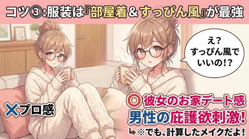 バッチリ決めたおしゃれな服よりお家デート感を出す