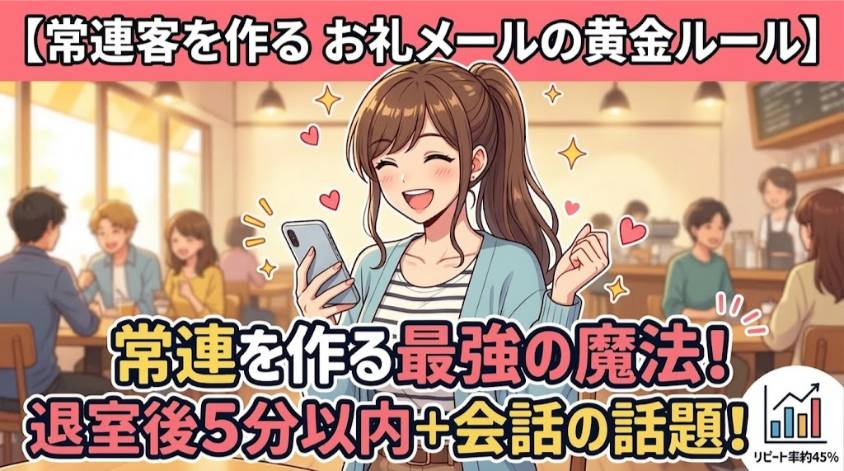 アフターメールは5分以内に送る