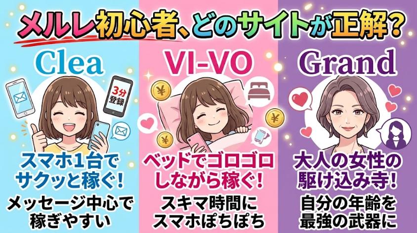 メールレディにおすすめの3サイト