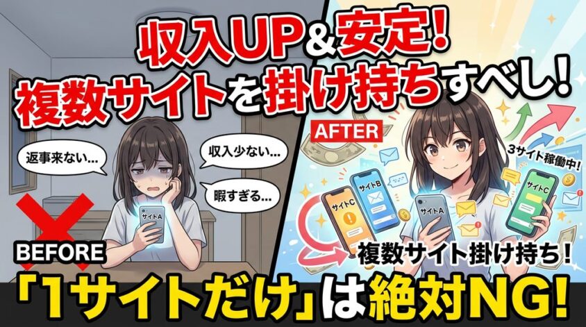 複数サイトを掛け持ちして収入を安定させる