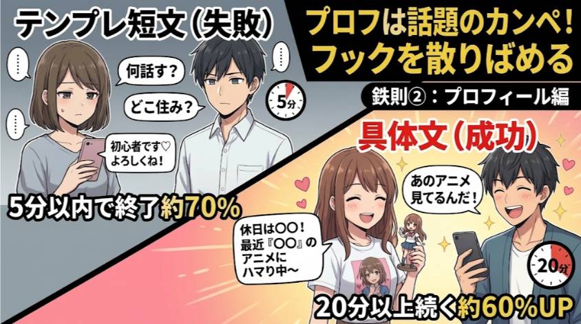 プロフィールはしっかり書いて会話のきっかけにする