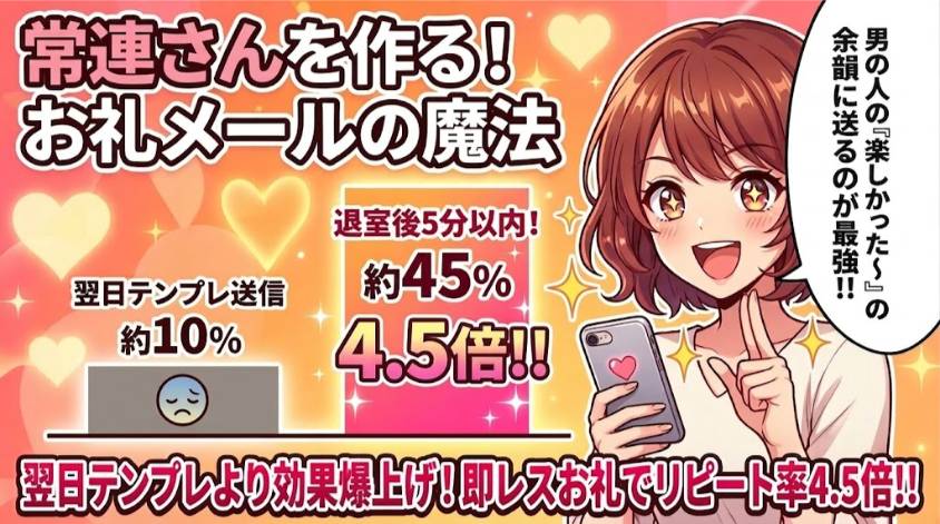 すぐにお礼メールを送って常連を作る