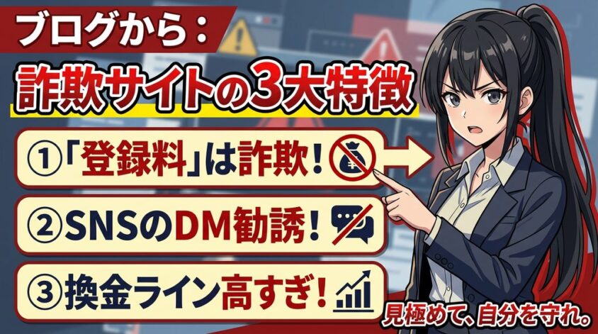 詐欺サイト3つの特徴