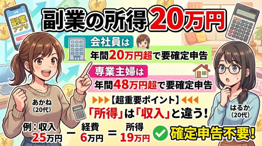 ２０万を超えたら確定申告が必要