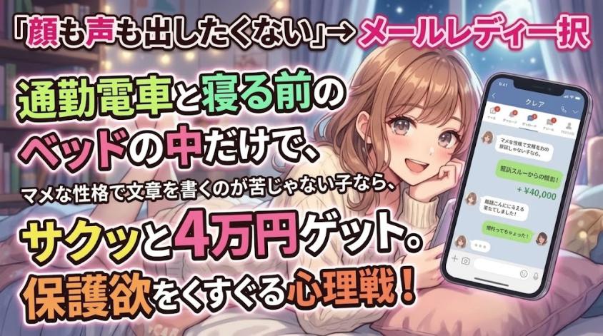 メールレディなら顔出しなしてサクッと稼げる