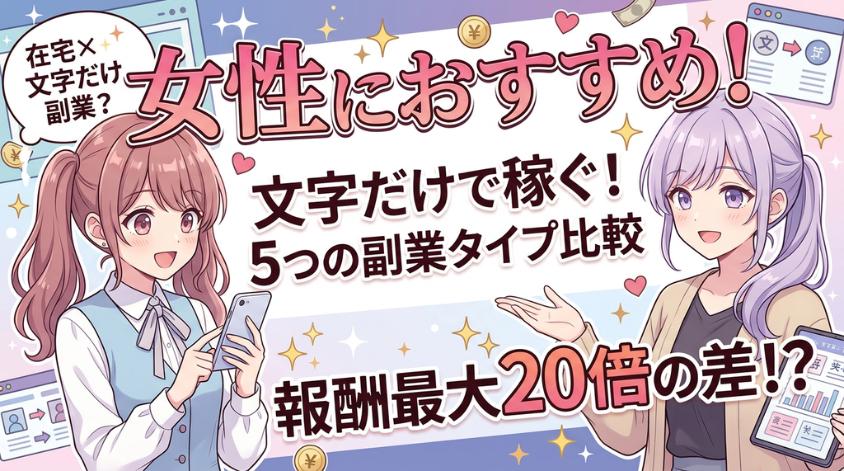 女性の在宅ワークにおすすめの副業を紹介