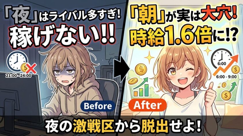 男性が多い時間を狙ってログインする